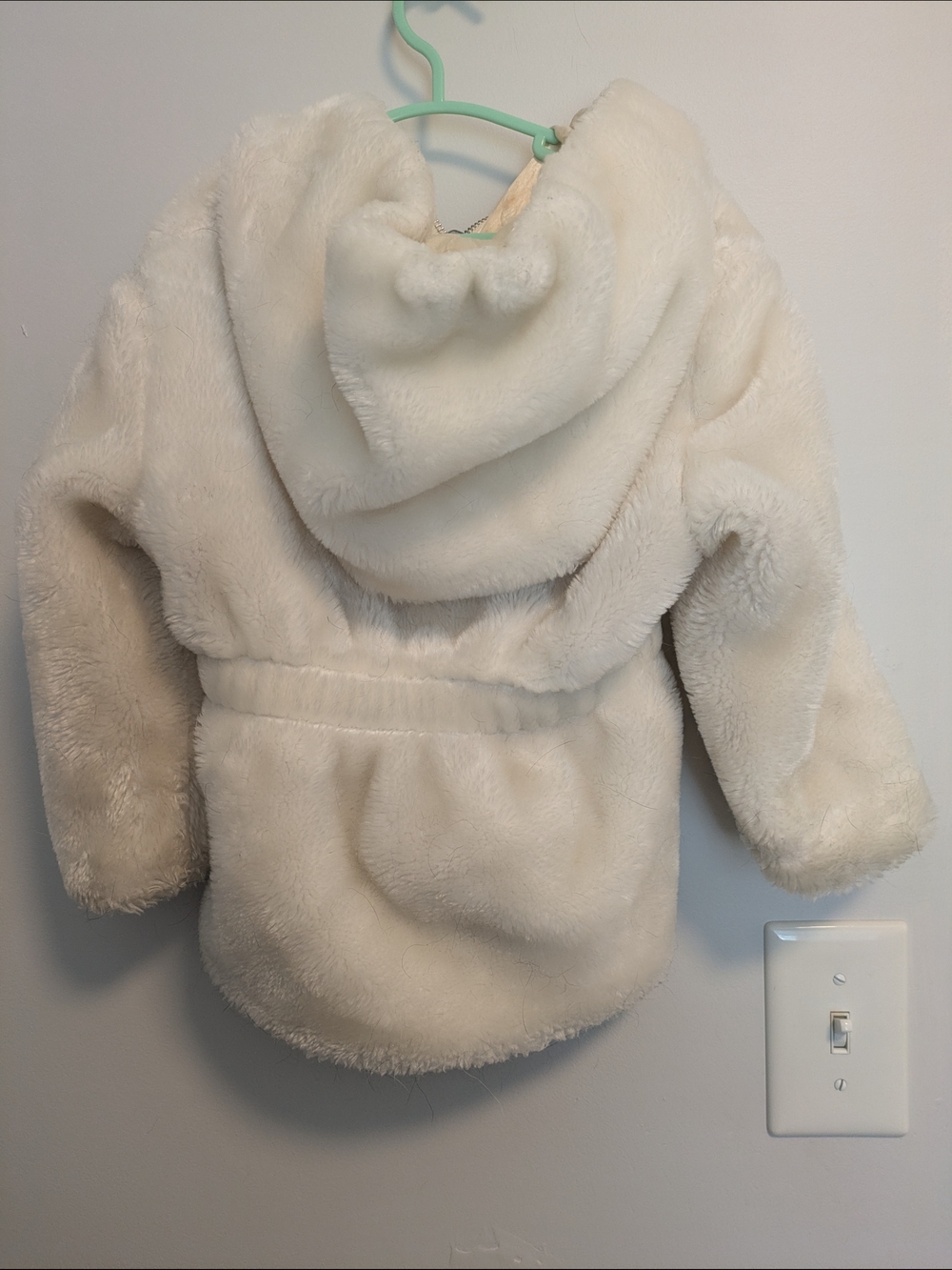 Cherokee Cream Faux Fur Hooded Girls Jacket Cinched Waist